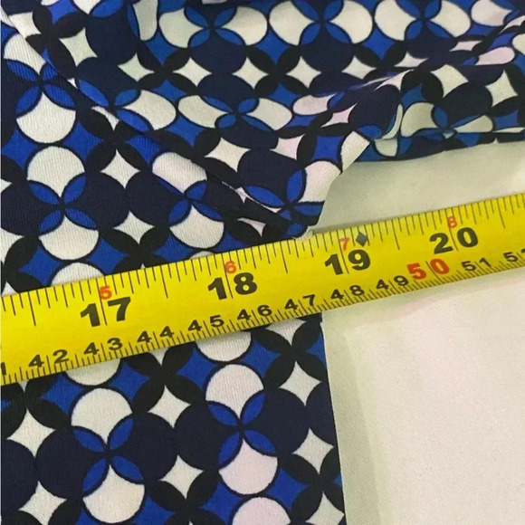 Max Studio women half sleeve geometric dress with collar blue white red size  M - Picture 7 of 9